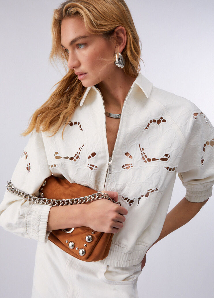 Jacket with openwork embroidery white wool Liu Jo - large image number 3