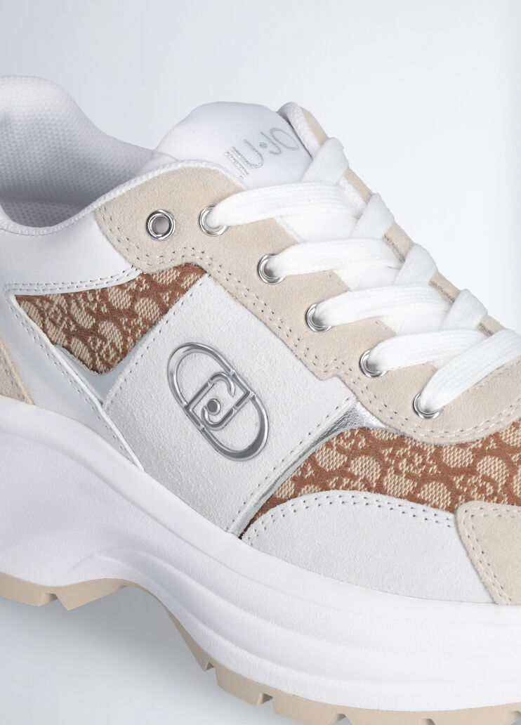 Suede monogram sneakers white/beige Liu Jo - large image number 5 Suede monogram sneakers white/beige Liu Jo - large image number 5