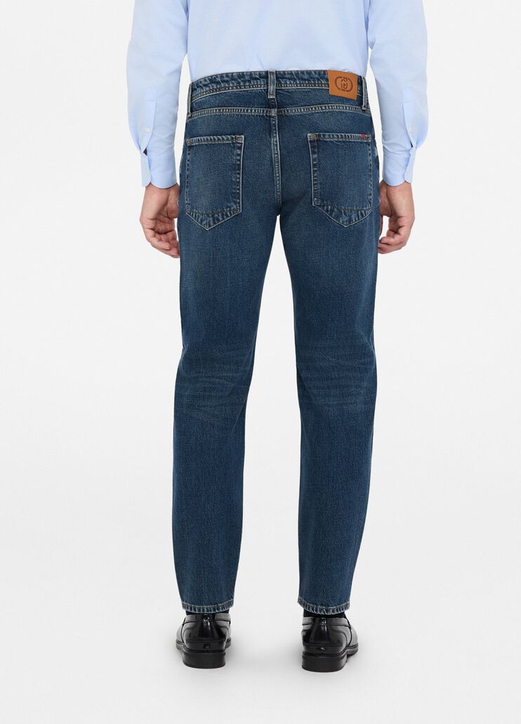 Jeans im Tapered-Fit aus Baumwolle in Used-Optik Denimblau Liu Jo - large image number 1 Jeans im Tapered-Fit aus Baumwolle in Used-Optik Denimblau Liu Jo - large image number 1