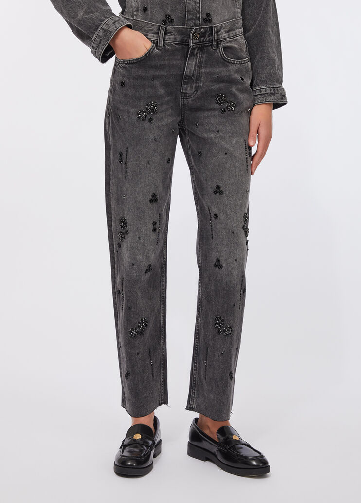 Straight-leg jeans with rhinestones black denim Liu Jo - large image number 0