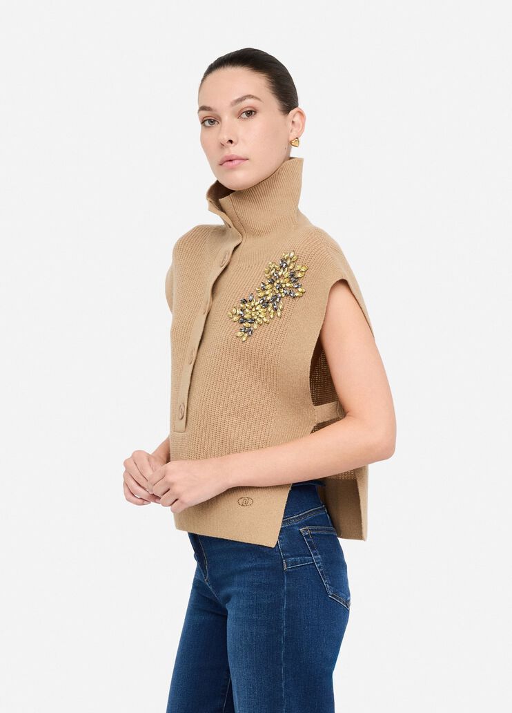 Weste aus 100 % Wolle mit Schmuckstickerei Beige Liu Jo - large image number 3 Weste aus 100 % Wolle mit Schmuckstickerei Beige Liu Jo - large image number 3