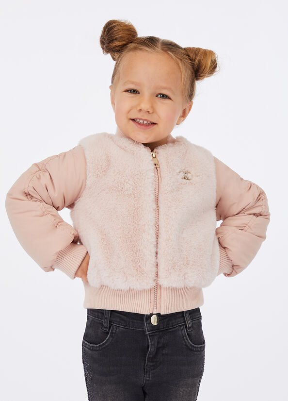 Bomber jacket with faux fur inserts pink Liu Jo - large image number 0