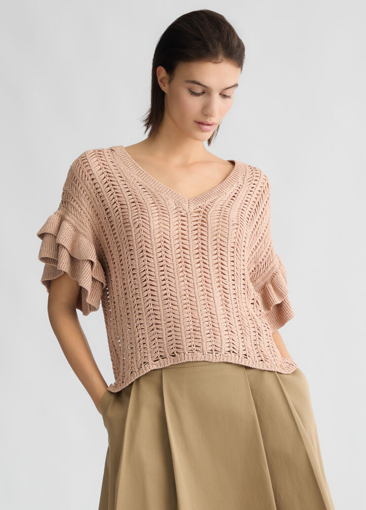 Sand-colour knit top caramel Liu Jo - large image number 0 Sand-colour knit top caramel Liu Jo - large image number 0