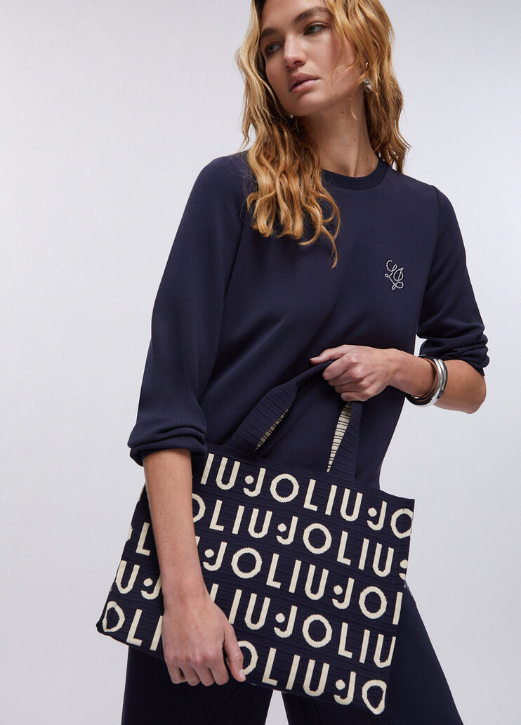 Bolso tote mediano de punto azul oscuro Liu Jo - medium