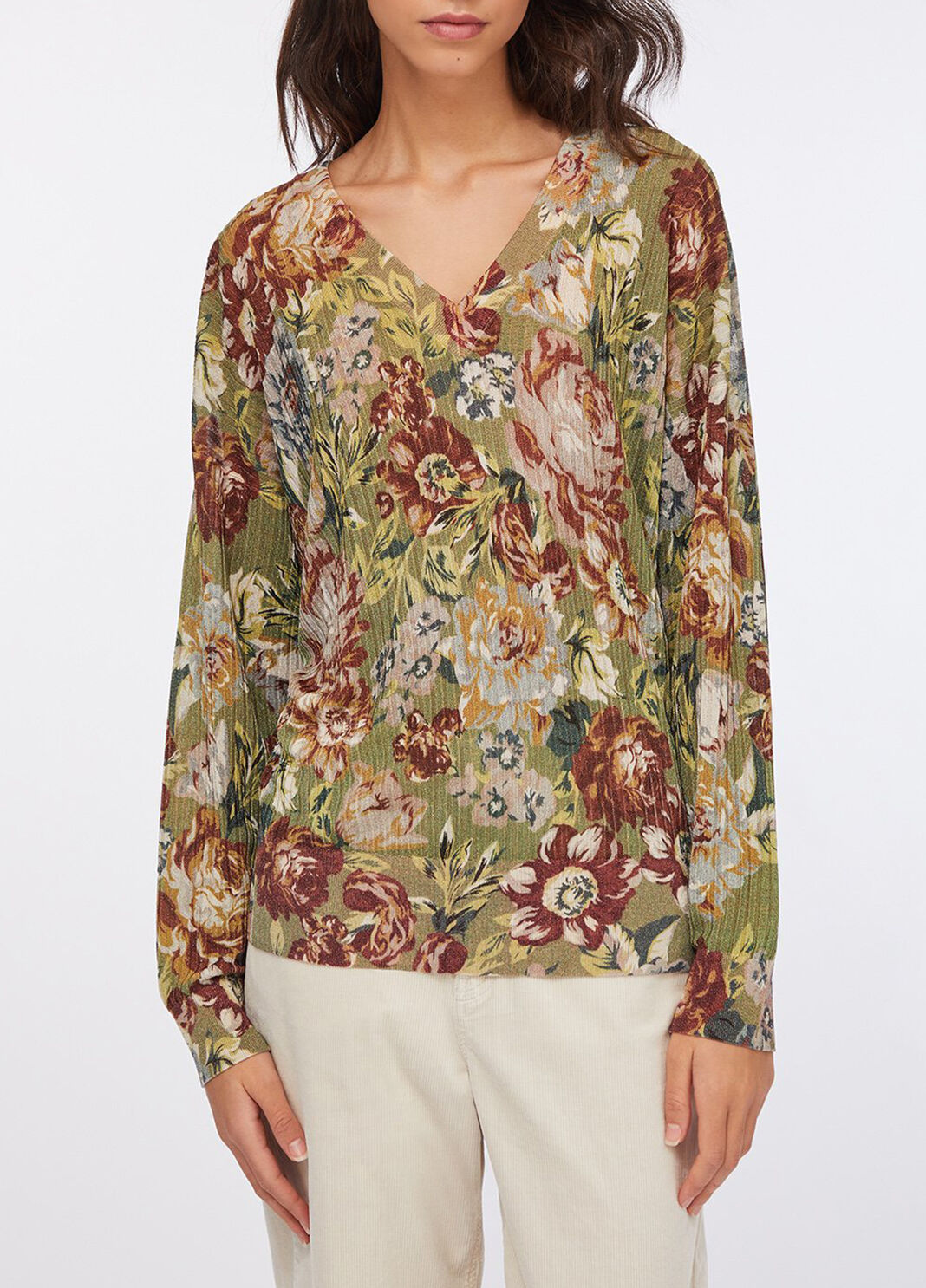 Pullover with V-neck sanderson print Liu Jo - large image number 0