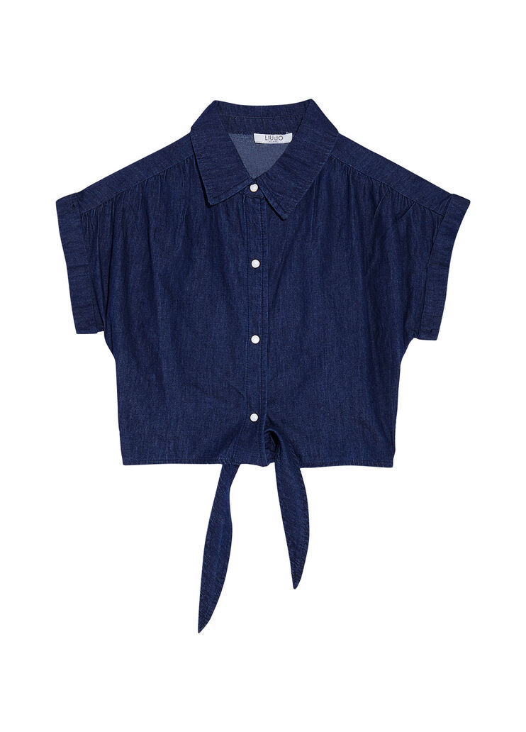 Jeansbluse mit Knoten Denimblau Liu Jo - large image number 0 Jeansbluse mit Knoten Denimblau Liu Jo - large image number 0