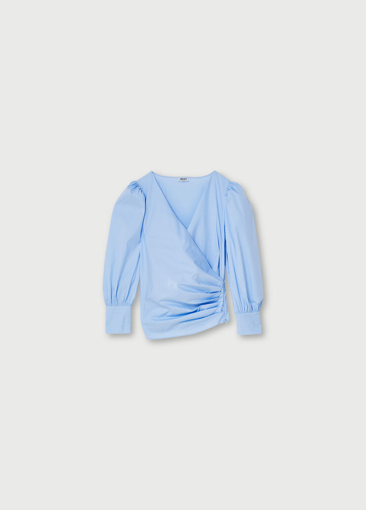 Crossover front blouse Light Blue Liu Jo - large image number 4