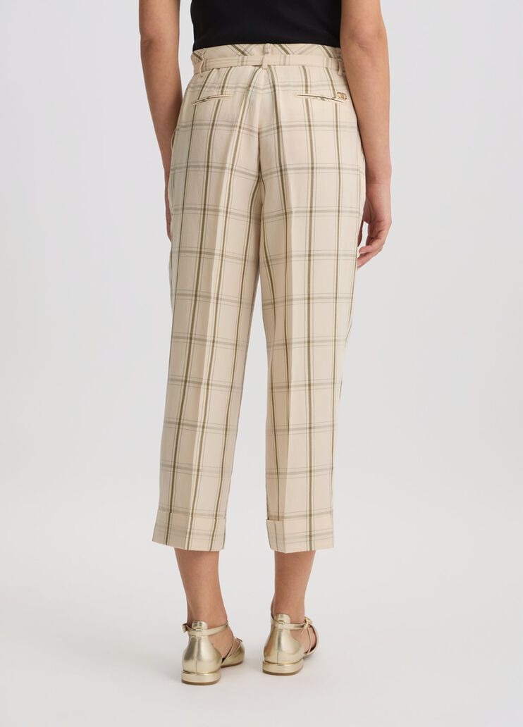 Linen-blend check trousers beige Liu Jo - large image number 1 Linen-blend check trousers beige Liu Jo - large image number 1