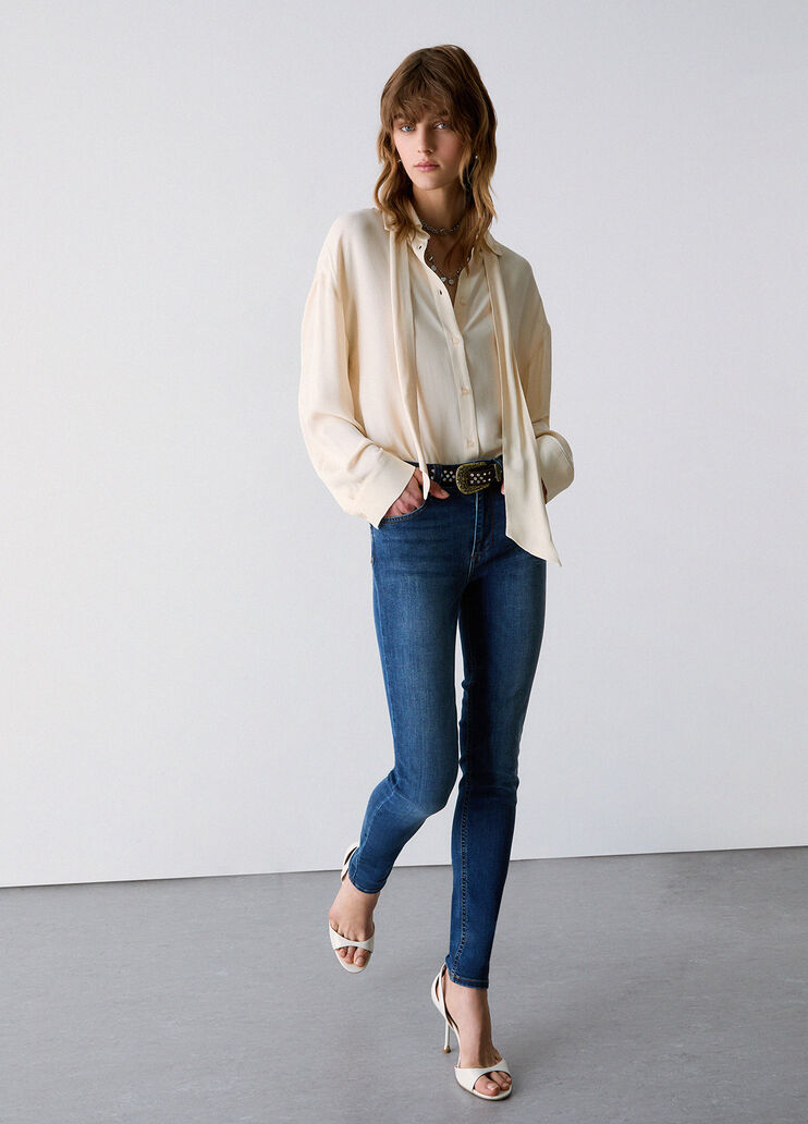 Jean skinny taille haute denim bleu fonc&eacute; Liu Jo - medium