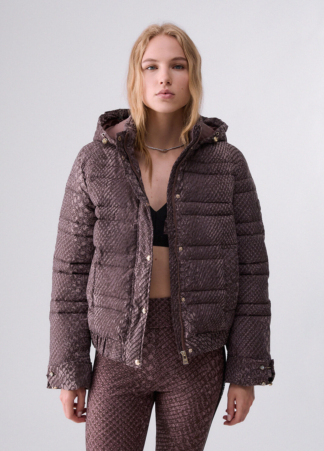 Printed nylon jacket brown Liu Jo - large image number 0