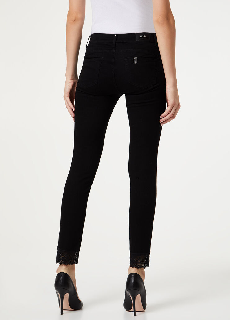 Skinny jeans with lace Black denim Liu Jo - large image number 1 Skinny jeans with lace Black denim Liu Jo - large image number 1