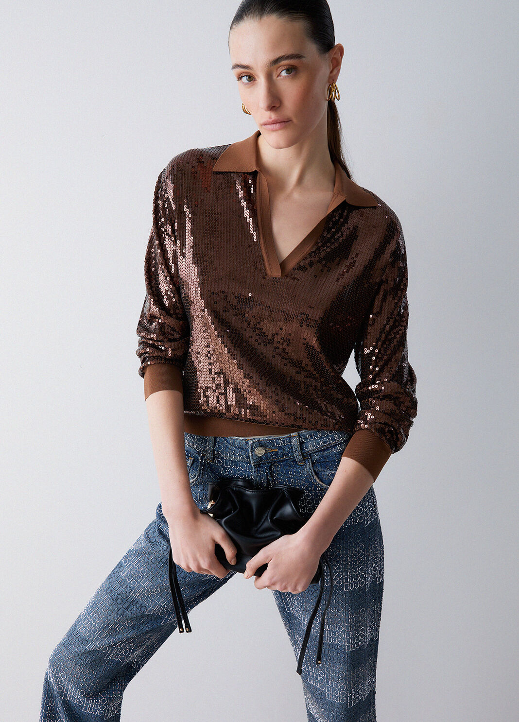 Jumper with sequins brown Liu Jo - large image number 2