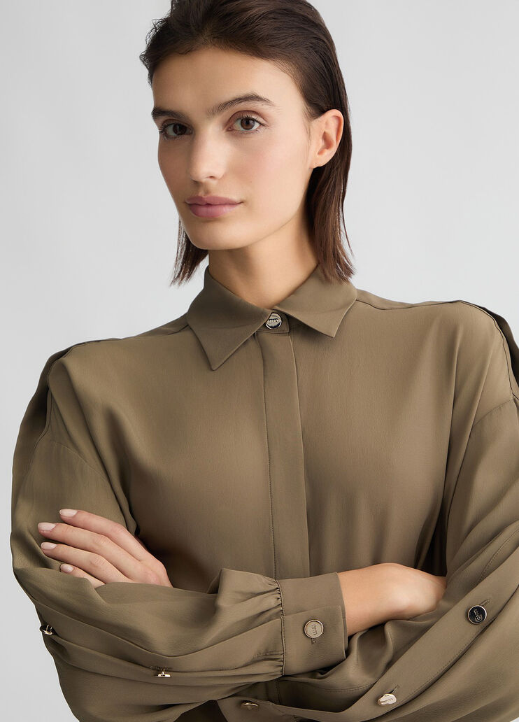 Crêpe de chine shirt khaki green Liu Jo - large image number 2 Crêpe de chine shirt khaki green Liu Jo - large image number 2