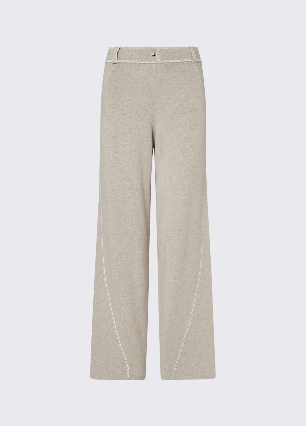 Pantalon avec surpiq&ucirc;res contrast&eacute;es beige Liu Jo - large image number 6