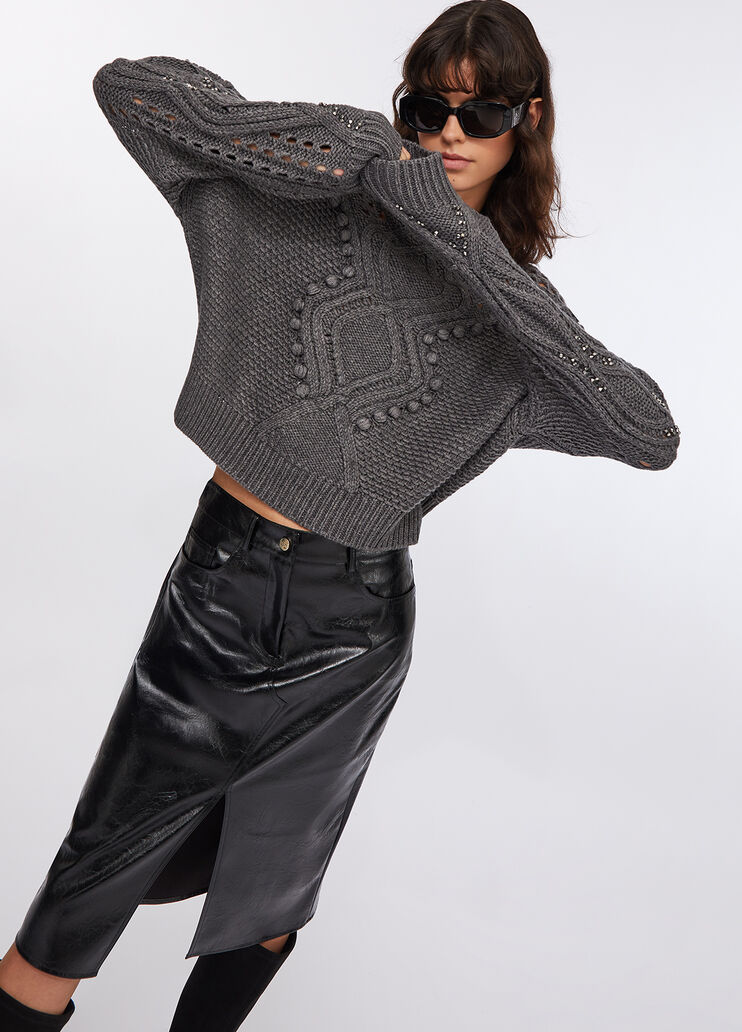 Maglia in lana con traforature grigio Liu Jo - medium