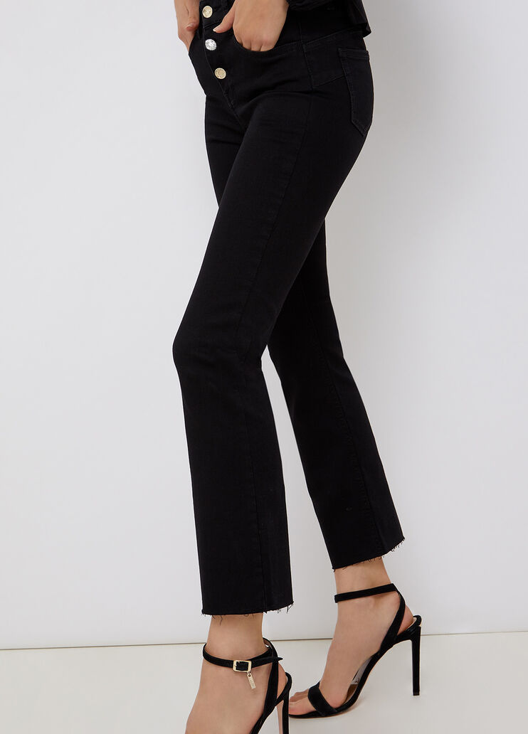 Cropped jeans with frayed edges black denim Liu Jo - large image number 2