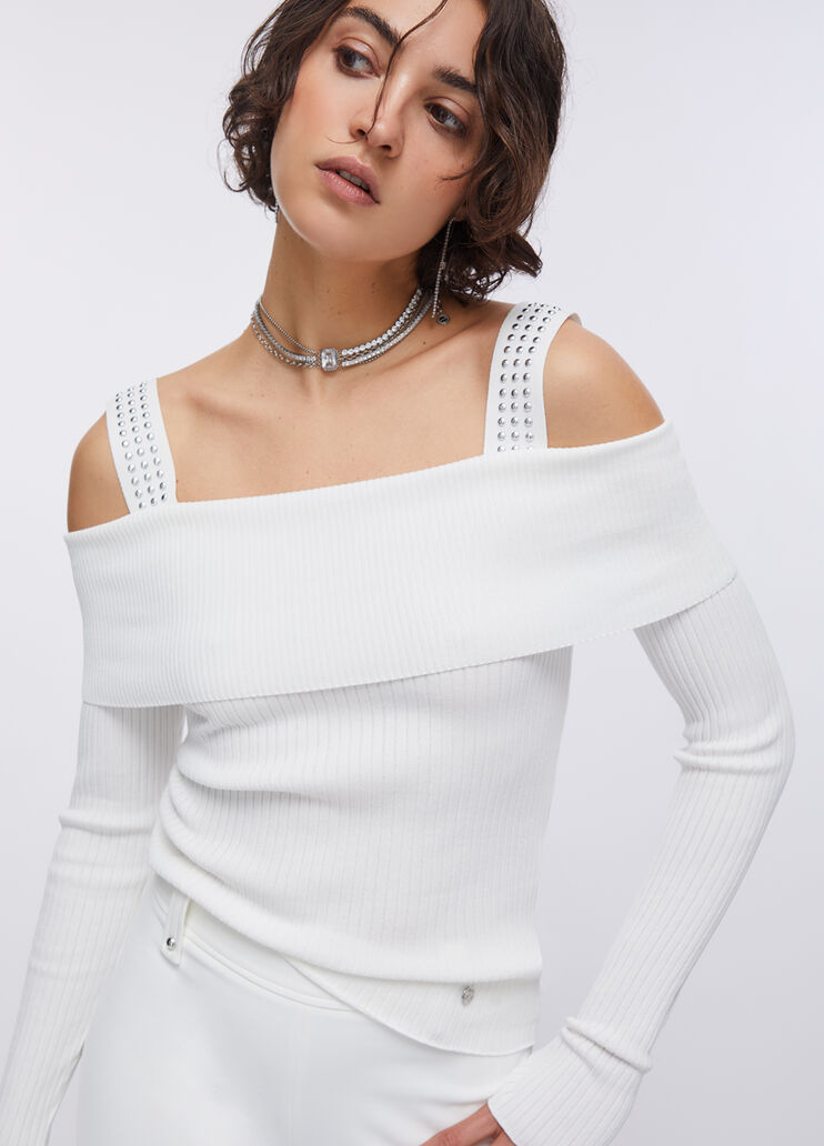 Pull à manches passe-pouce blanc laine Liu Jo - medium