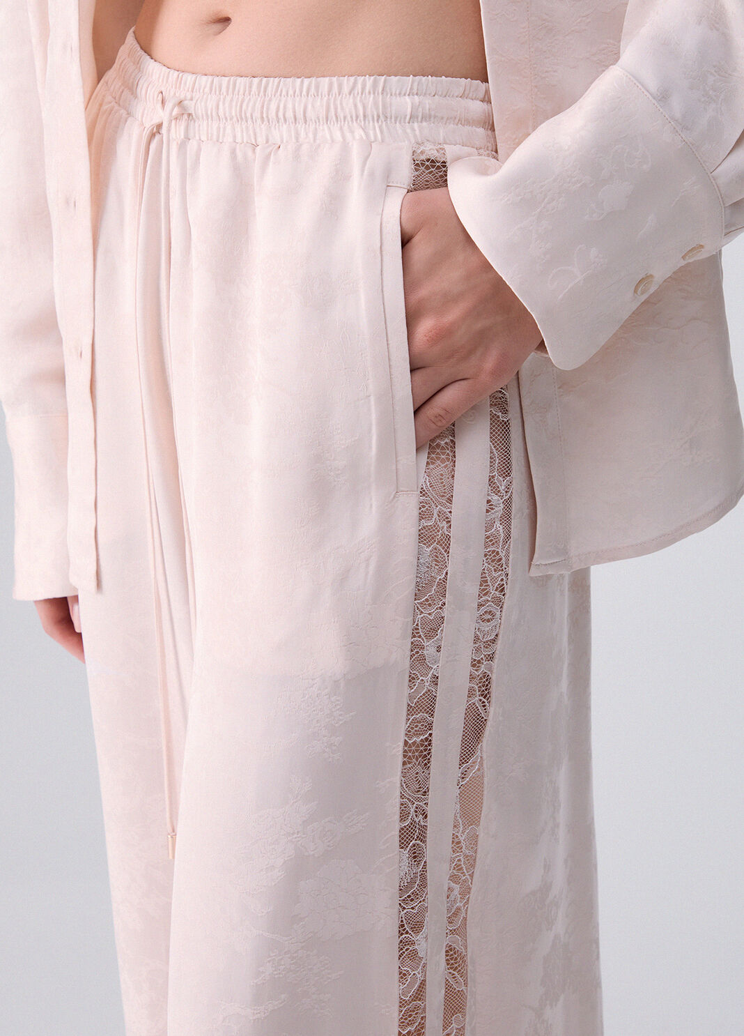 Jacquard Trousers with Valencienne Lace cream Liu Jo - large image number 4