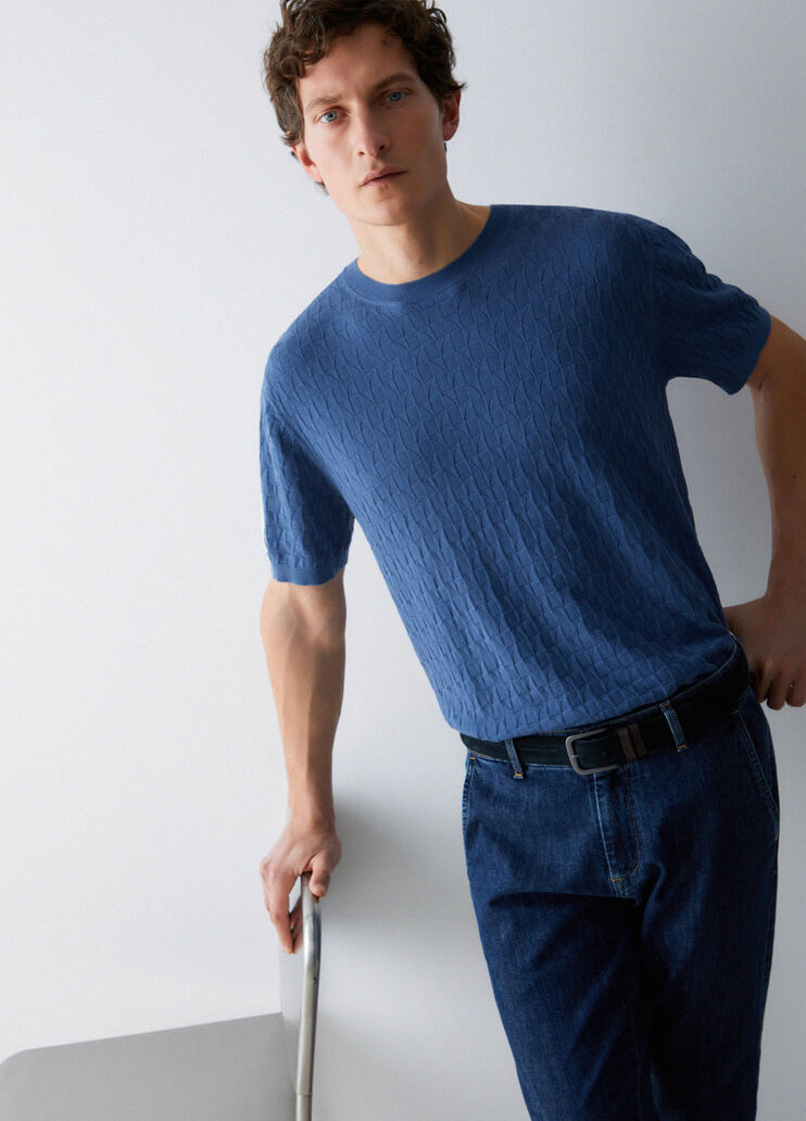 T-shirt en maille jacquard bleu Liu Jo - medium