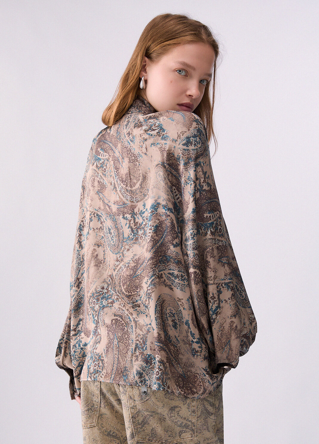 Blouse in satin printed cashmere Liu Jo - large image number 1