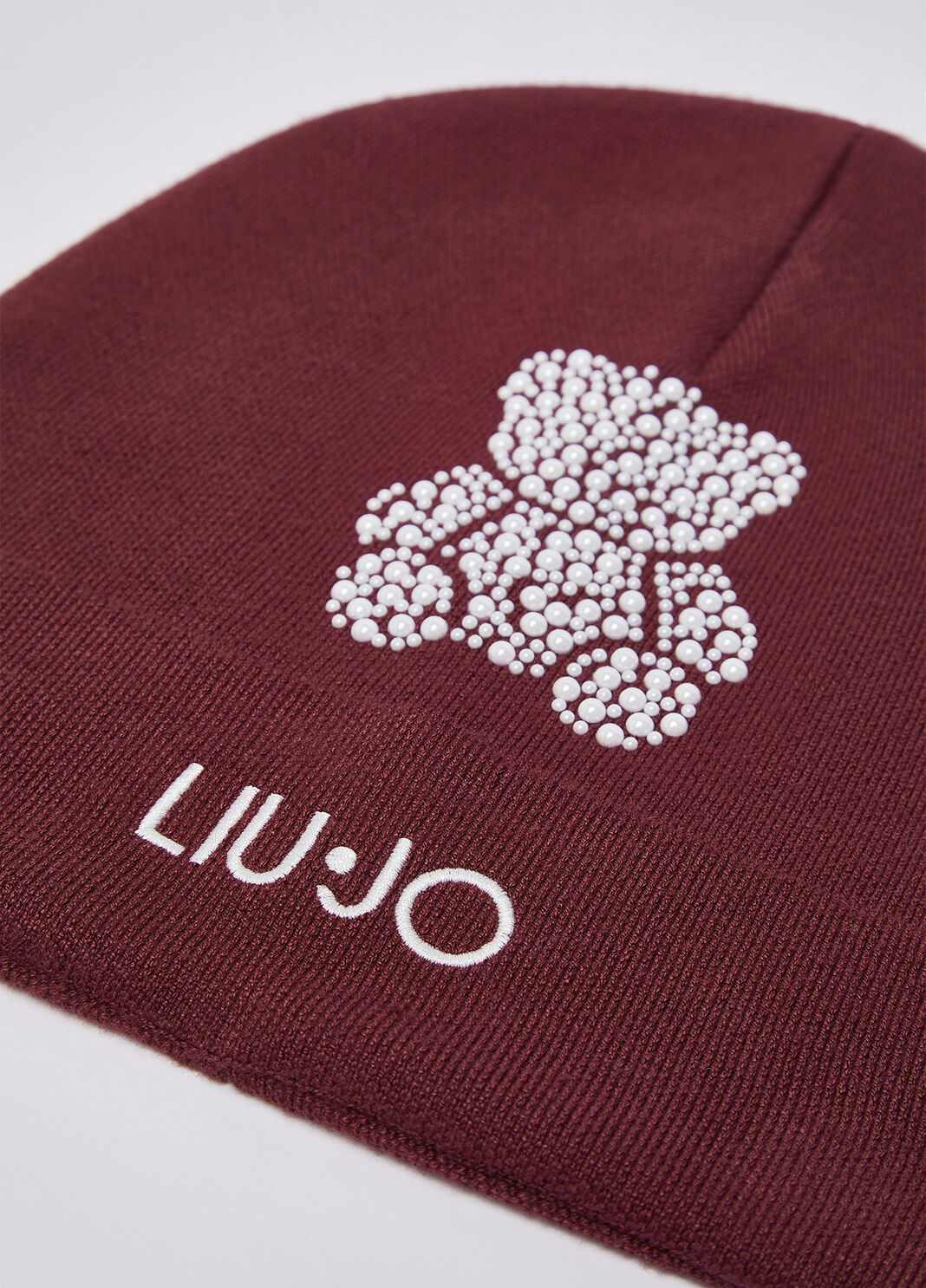 Knitted Hat with Rhinestones dark red Liu Jo - large image number 3