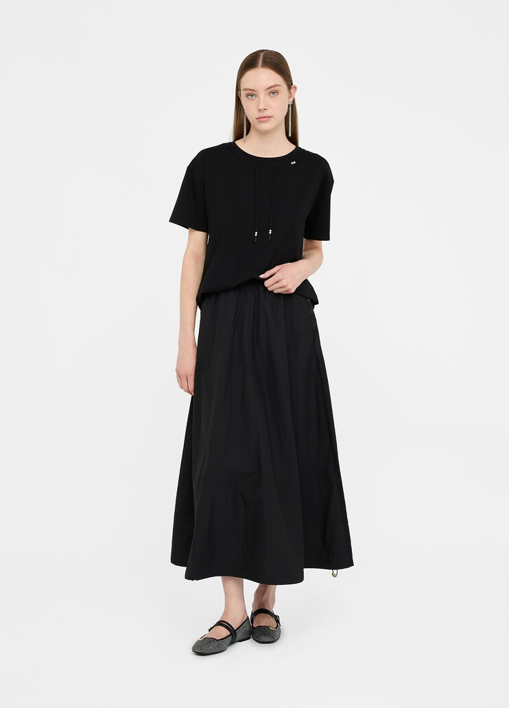 Cotton T-shirt with drawstring black Liu Jo - large image number 3 Cotton T-shirt with drawstring black Liu Jo - large image number 3