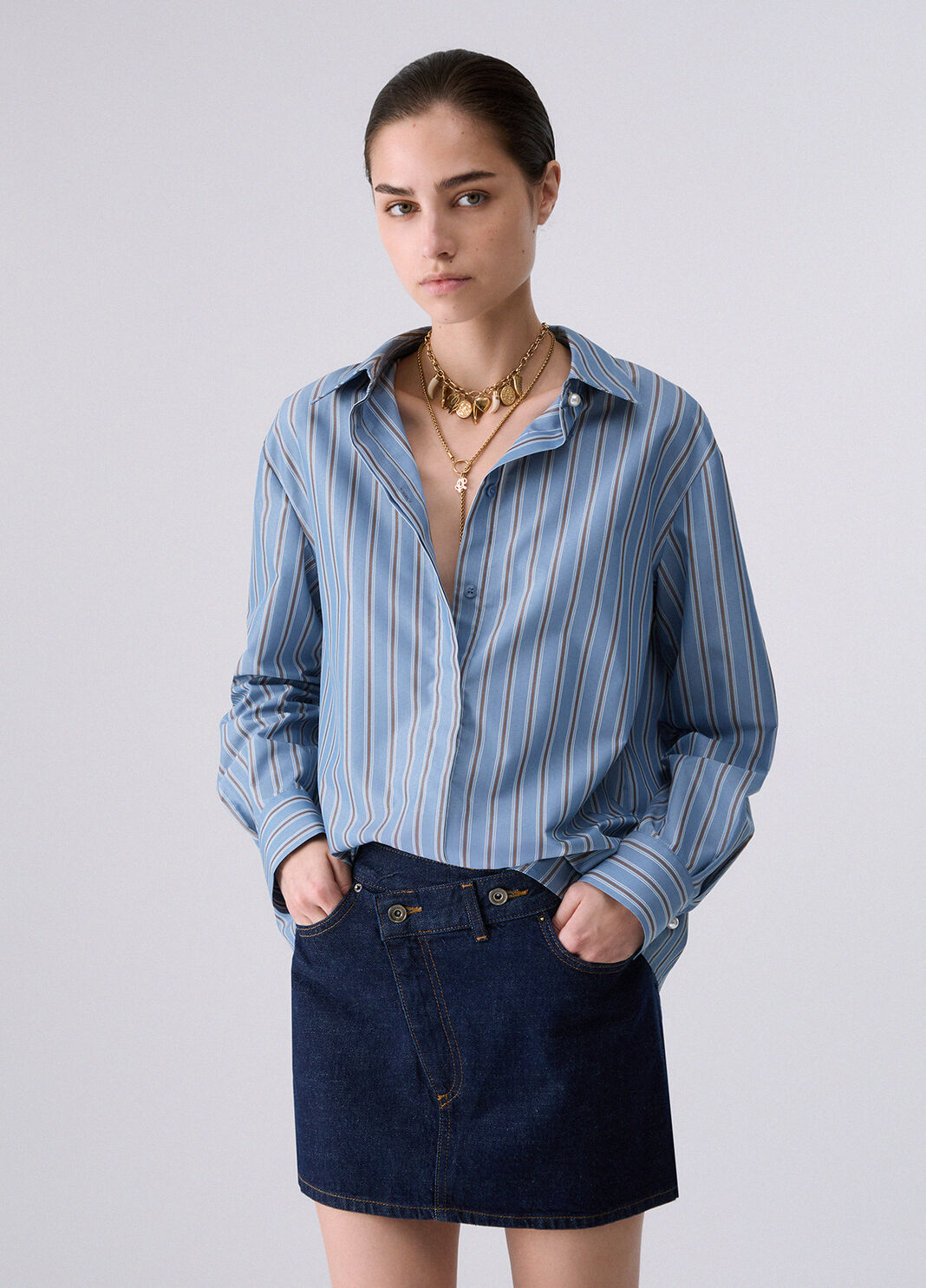 Shirt with lace insert light blue Liu Jo - large image number 0