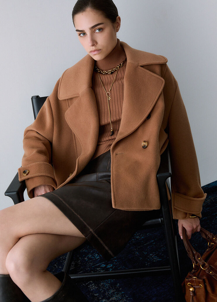 Short double-breasted wool coat beige Liu Jo - medium