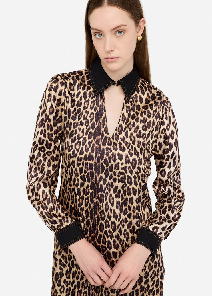 Короткое платье с анималистическим мотивом и декоративным вырезом анималистический Liu Jo - large image number 2 Короткое платье с анималистическим мотивом и декоративным вырезом анималистический Liu Jo - large image number 2