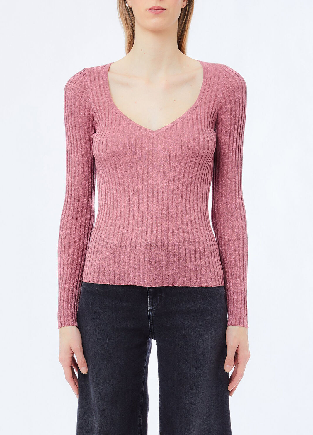 Jersey con escote de pico rosa Liu Jo - large image number 0