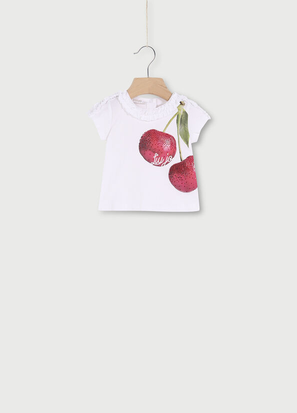 T-shirt neonata con ciliegia Bianco Liu Jo - large image number 0