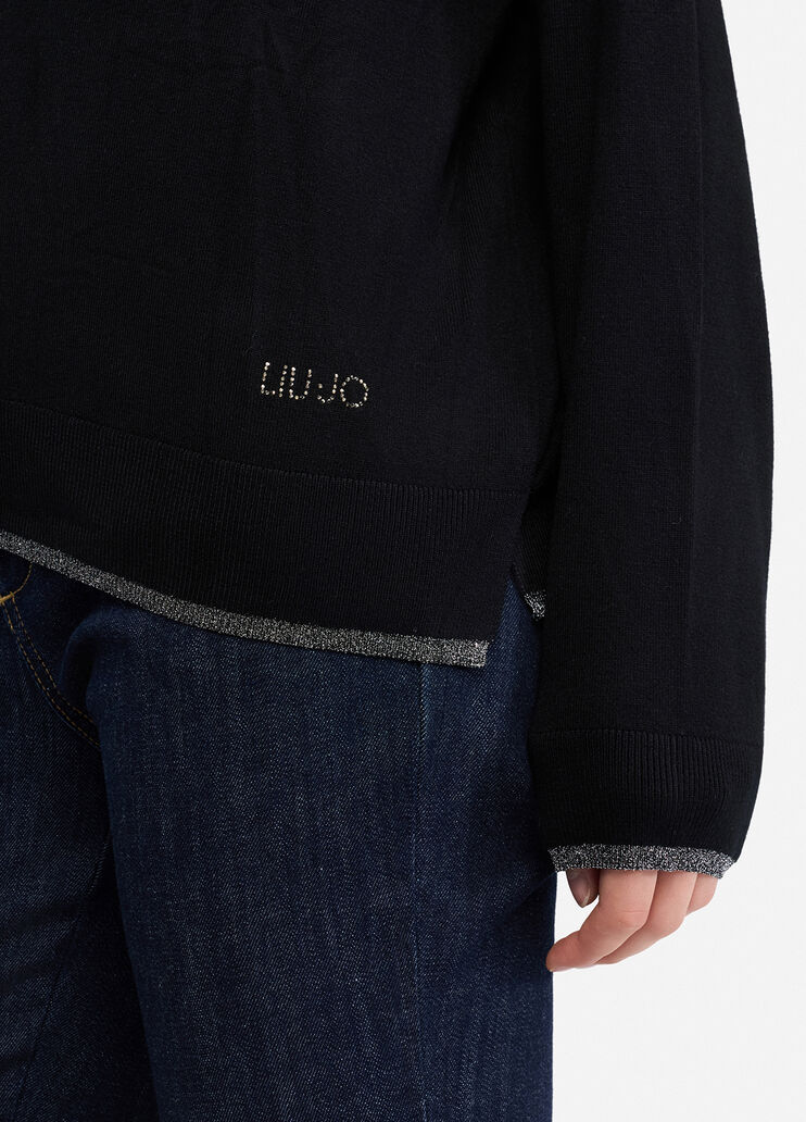 Джемпер с люрексом&reg; черный Liu Jo - large image number 4