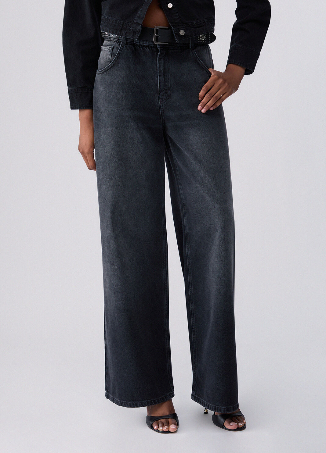 Flare Jeans with Belt black denim Liu Jo - large image number 0