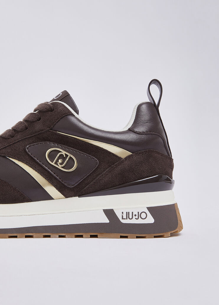 Platform sneakers in suede and leather mocha Liu Jo - medium