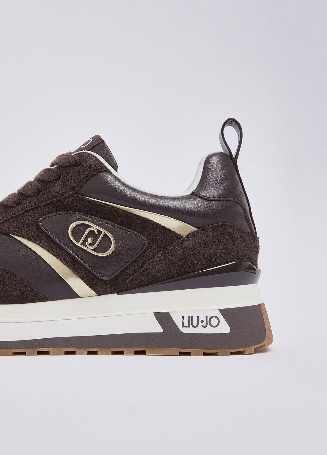 Platform sneakers in suede and leather mocha Liu Jo - large image number 4