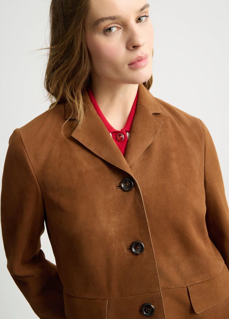 Suede boxy jacket brown Liu Jo - large image number 2 Suede boxy jacket brown Liu Jo - large image number 2