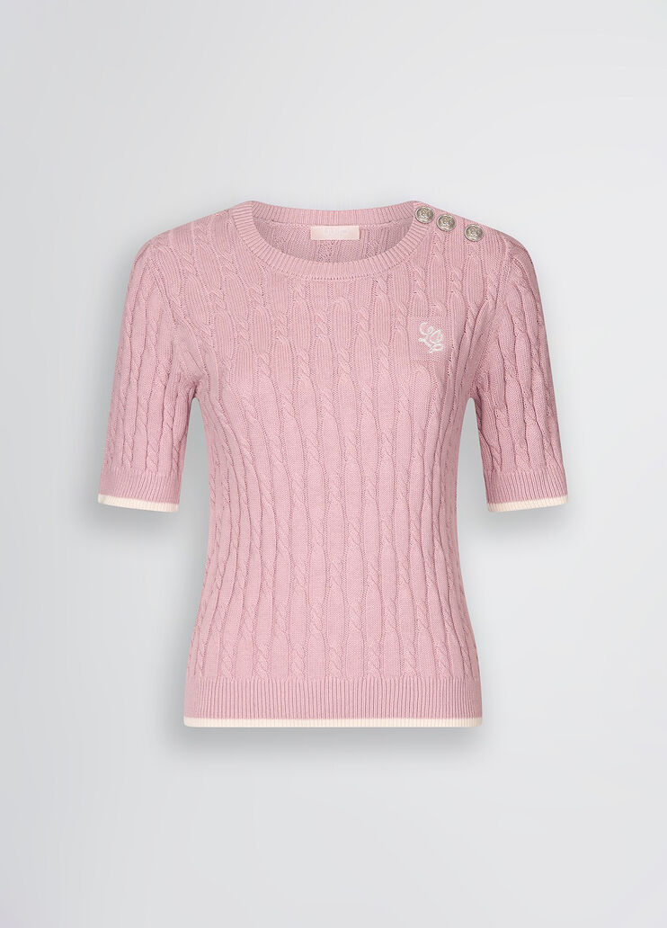 Knit T-shirt pink Liu Jo - large image number 6 Knit T-shirt pink Liu Jo - large image number 6