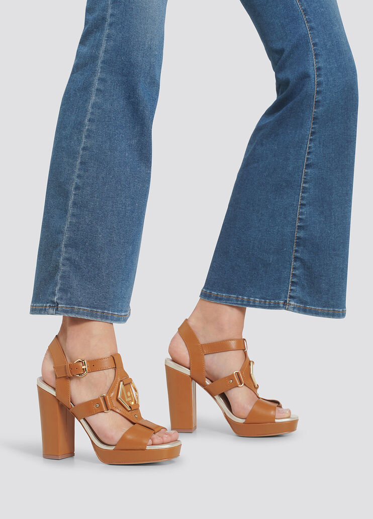 Sandals with wide heel walnut Liu Jo - large image number 3 Sandals with wide heel walnut Liu Jo - large image number 3