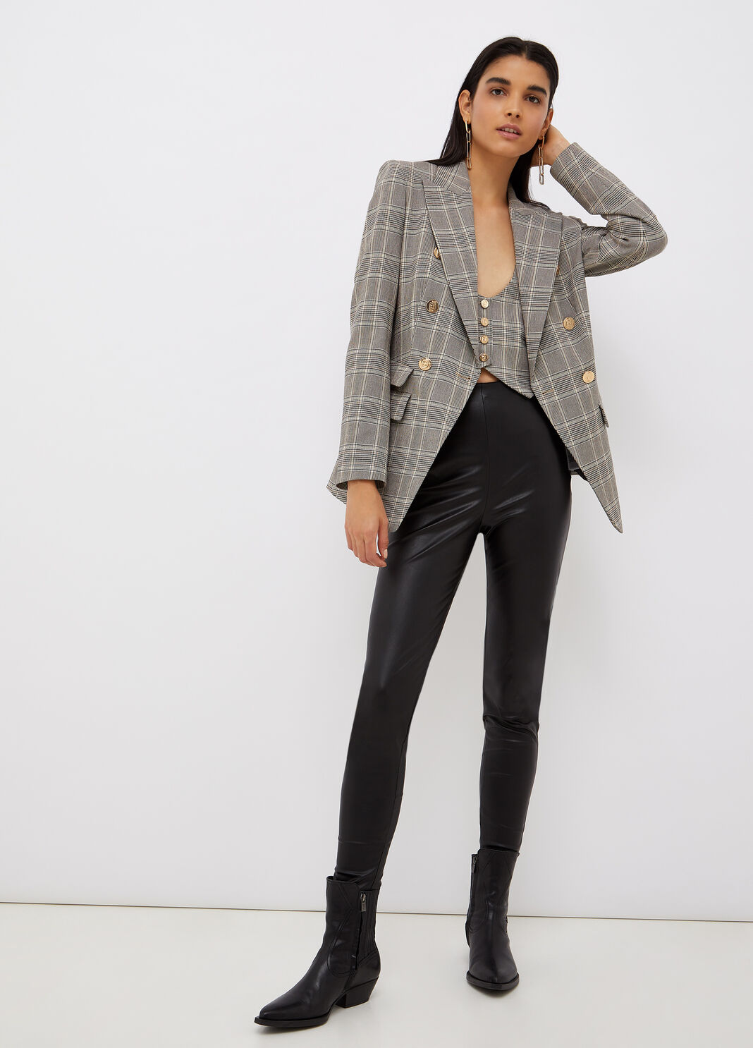 Blazer dal taglio maschile cammello/check Liu Jo - large image number 4