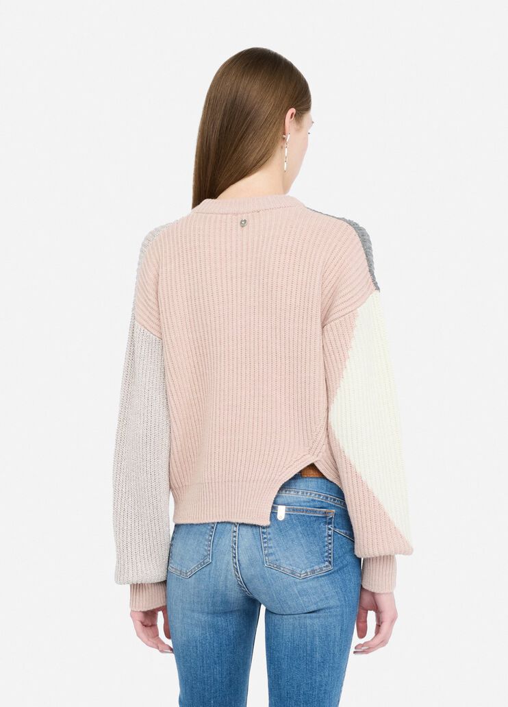Wool sweater with inlays beige Liu Jo - large image number 1 Wool sweater with inlays beige Liu Jo - large image number 1