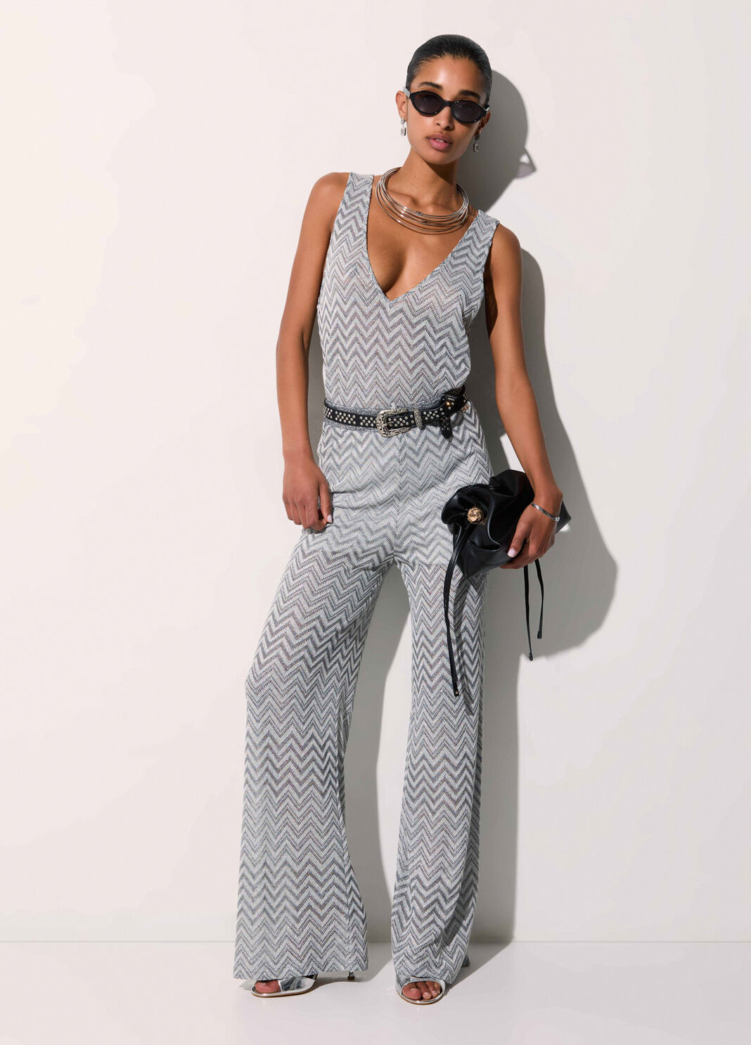 Chevron knit trousers grey Liu Jo - large image number 3
