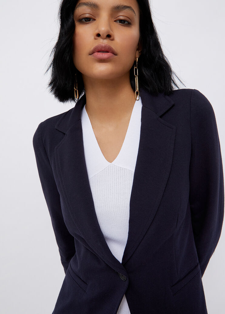 Приталенный блейзер из футера полуночно-синий Liu Jo - large image number 2