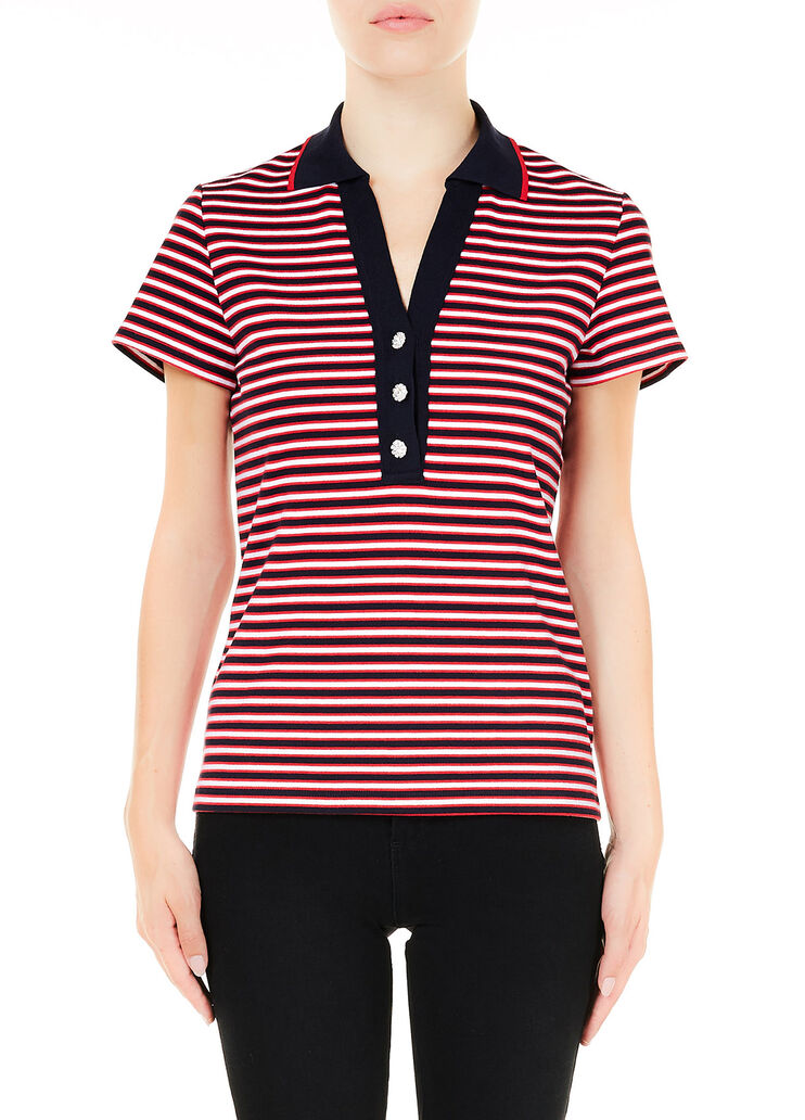 Striped polo shirt Blue/red/white Liu Jo - large image number 0 Striped polo shirt Blue/red/white Liu Jo - large image number 0
