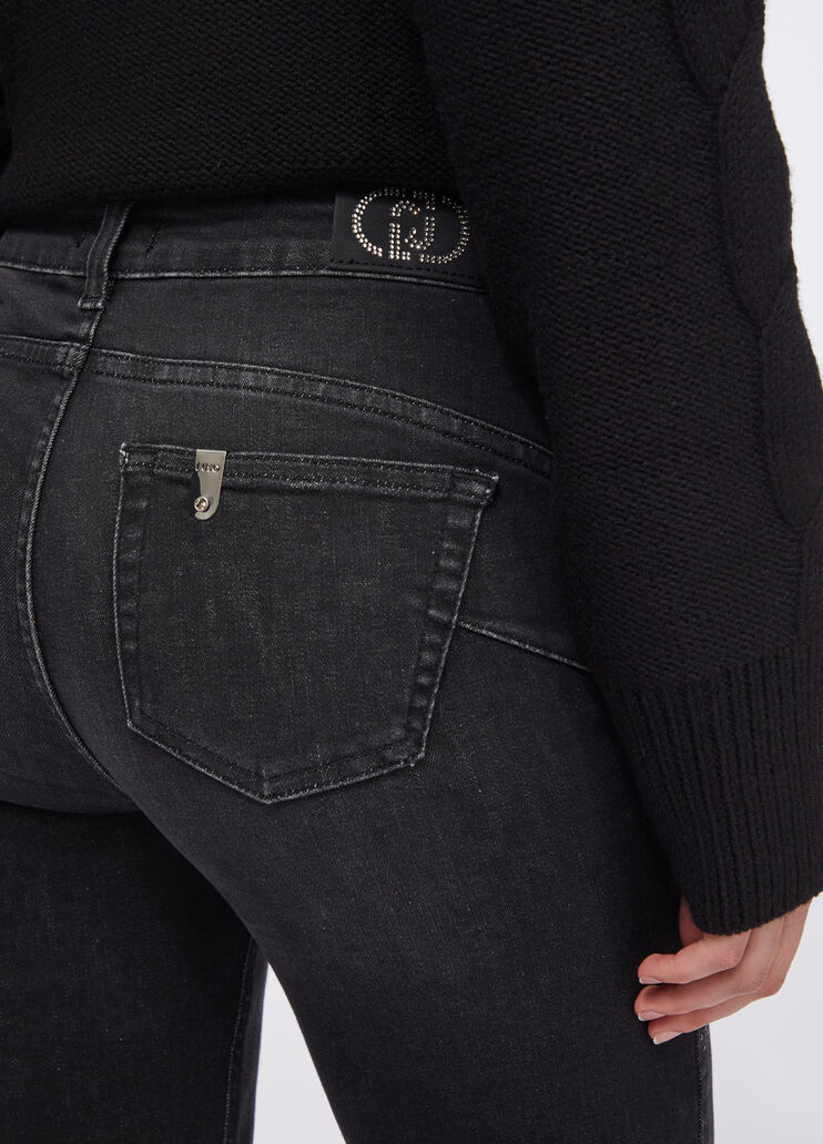 Cropped flared jeans with gemstones black denim Liu Jo - large image number 3