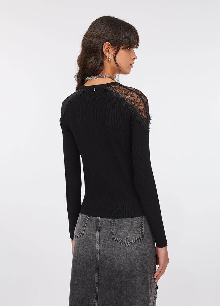 Cardigan with lace black Liu Jo - large image number 1