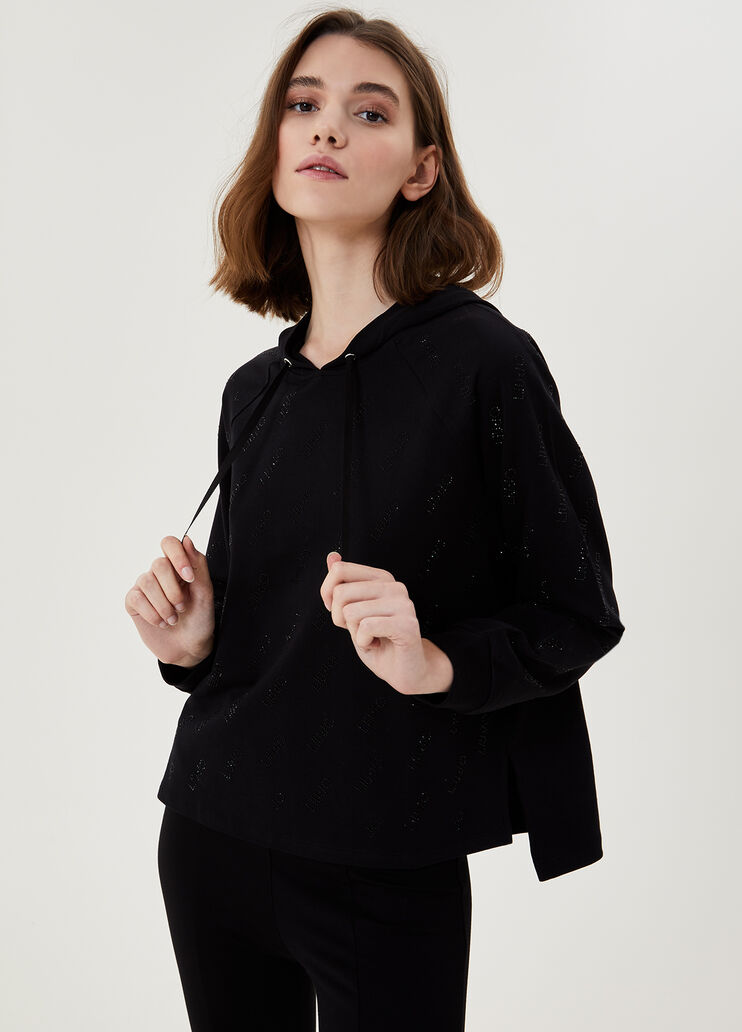 Hooded, eco-friendly sweatshirt Black Liu Jo - large image number 0