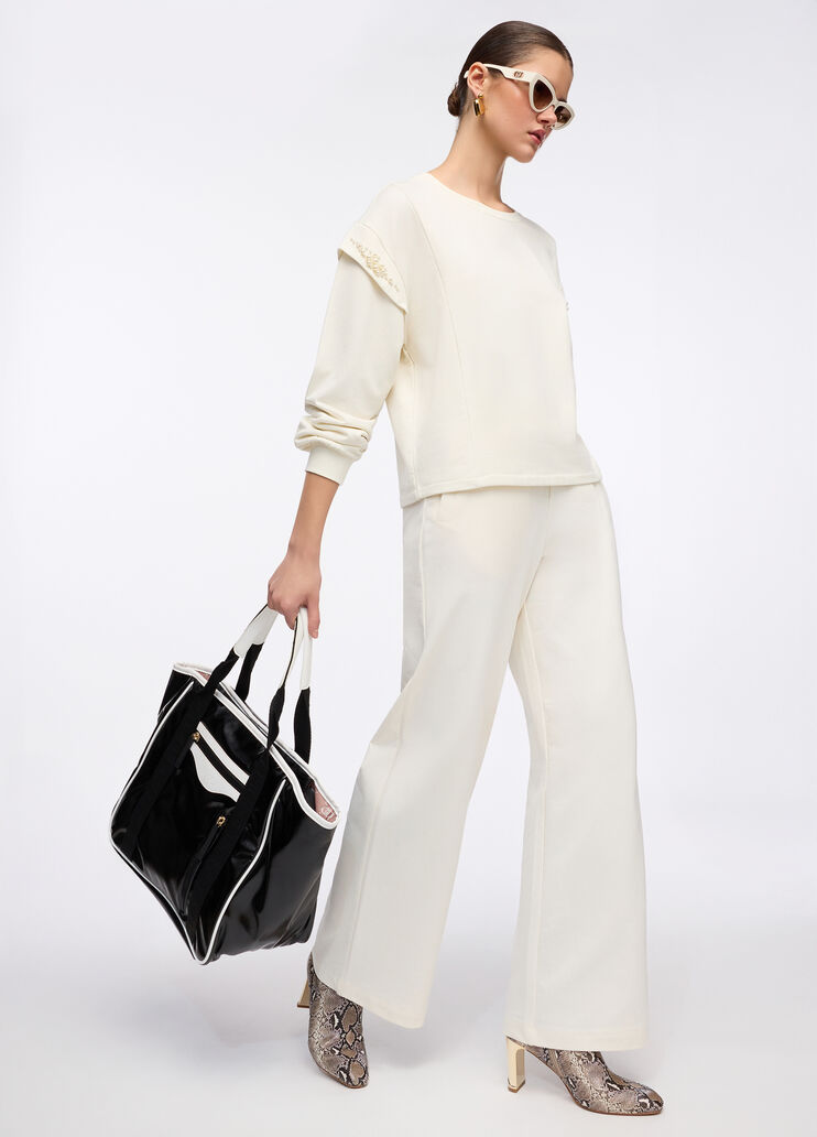 Sweatshirt with maxi beads white Liu Jo - medium