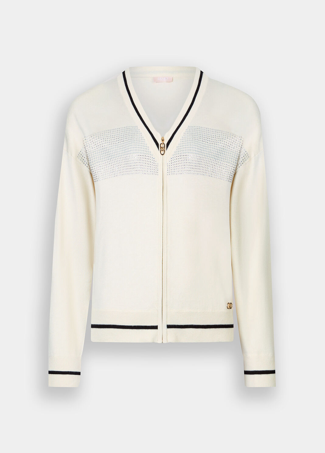 Кардиган с застежкой-молнией и стразами белый Liu Jo - large image number 4