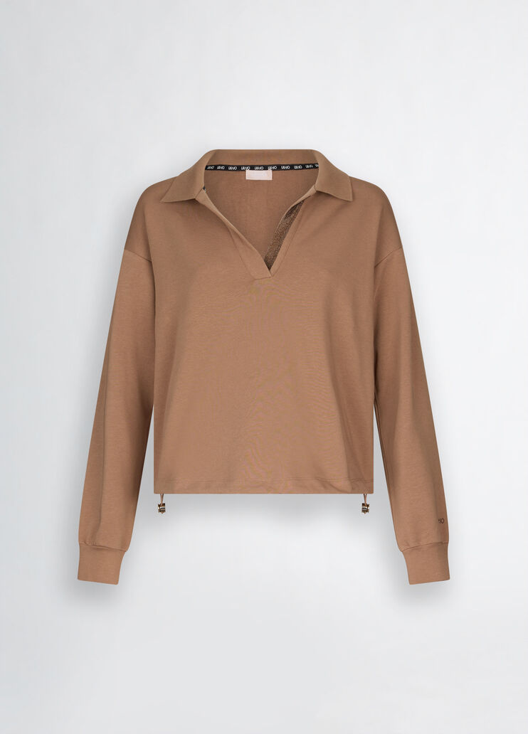 Brown sweatshirt with rhinestones biscuit Liu Jo - large image number 6 Brown sweatshirt with rhinestones biscuit Liu Jo - large image number 6