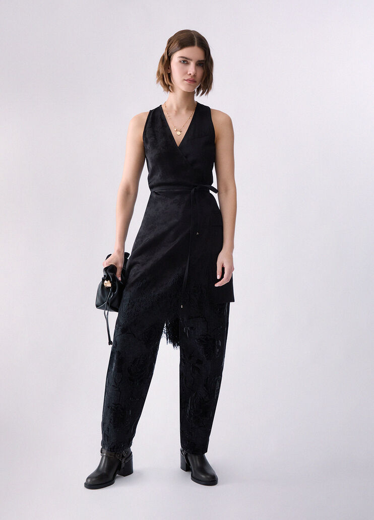 Pantaloni balloon con stampa floccata denim nero Liu Jo - medium